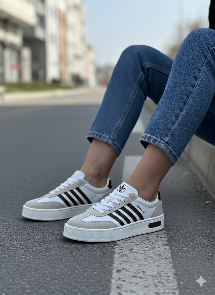 Adidas (ابيض خط اسود)